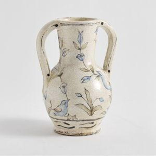 Large Vase - 13"H- Handcrafted Bird Print Ceramic Collection