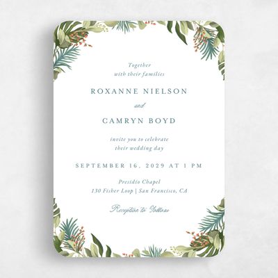 Green Rounded Wedding Invitation - Orphne Classic