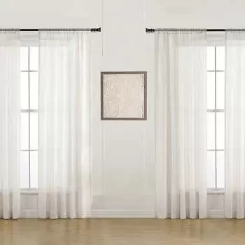 Sheer Linen Blend Curtains, 4-pack
