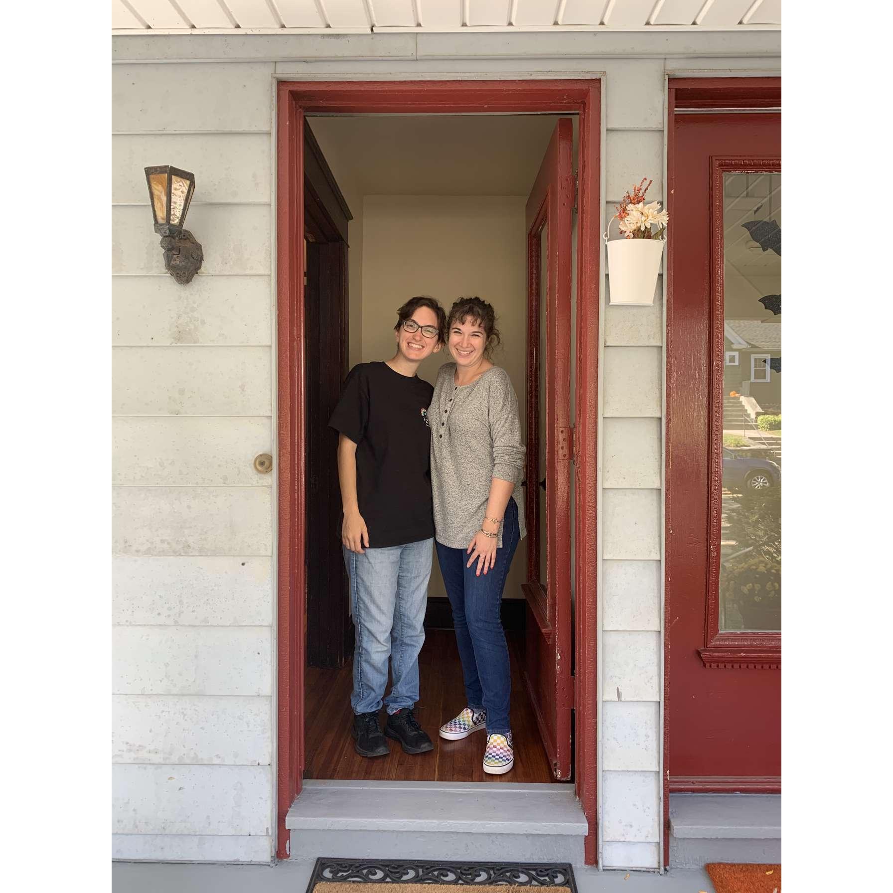 In the doorway of our first home!