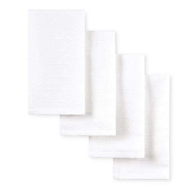 Martha Stewart Honeycomb Modern Farmhouse Napkin 4-Pack Set, White, 19"x19"