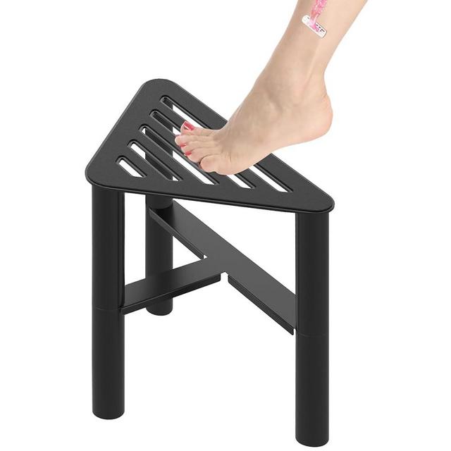 VOTZAAQ Metal Corner Shower Bench Stool, Waterproof Shower Stool for Inside Shower, Shower Foot Rest Bench, Bathroom Bench Seat Shower Stool for Shaving Legs, Matte Black