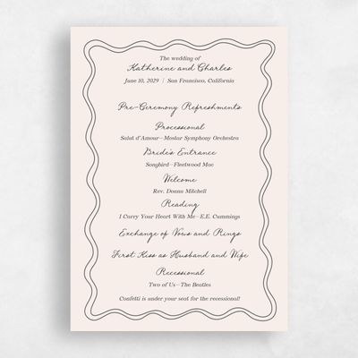 Multi-Colored Wedding Program - Cara