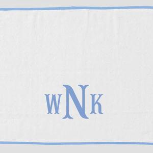 French Blue Perry Font WNK Monogrammed Plush Luxury Bath Mat | Weezie