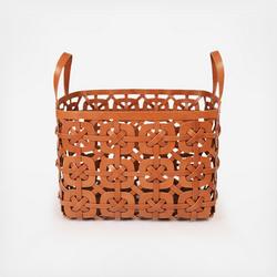 Mela Artisans Natural Large Leather Woven Basket