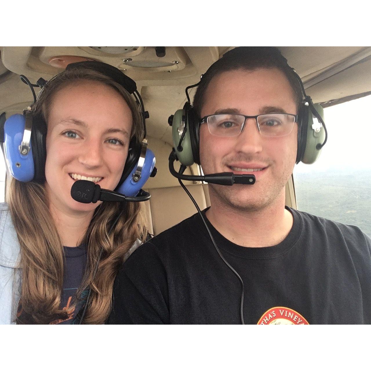 The second time Wes took Katie flying in a single engine airplane