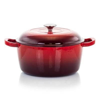 MegaChef 5 Quarts Round Enameled Cast Iron Casserole with Lid in Blue