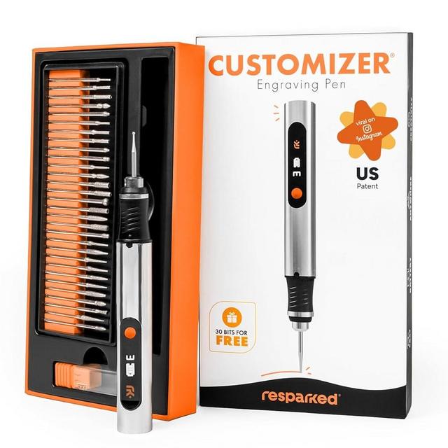 Customizer Resparked Engraving Pen (Formerly Culiau): Ultimate Cordless Portable Tool for Artists & DIYers - Engrave 50+ Surfaces - Beginner Friendly - Rechargeable - Free 30 Bits & Mastery Guide