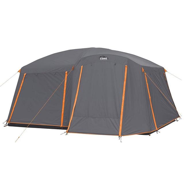 CORE Straight Wall Cabin Tents | 10 Person / 11 Person / 12 Person Large Multi Room Family Tents for Car Camping & Outdoor Adventures