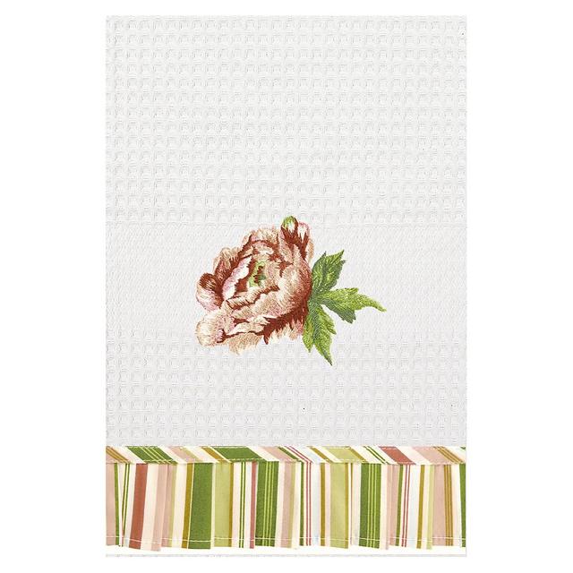 C&F Home Pink Brianna Waffle Weave Cotton Kitchen Towel