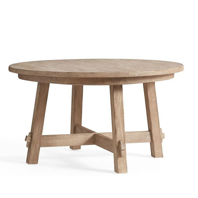 Toscana Round Pedestal Extending Dining Table, Seadrift, 54" - 72" L
