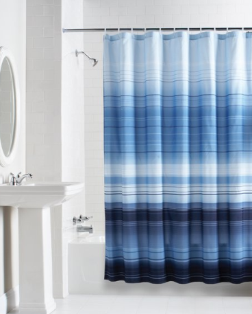 Mainstays Ombre Stripe Fabric Shower Curtain, 70" x 71"