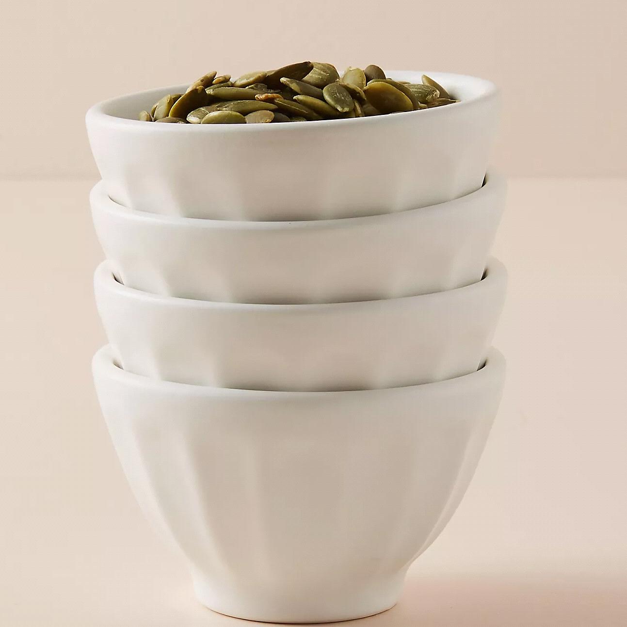 White Mini Matte Latte Bowls Set Of 6