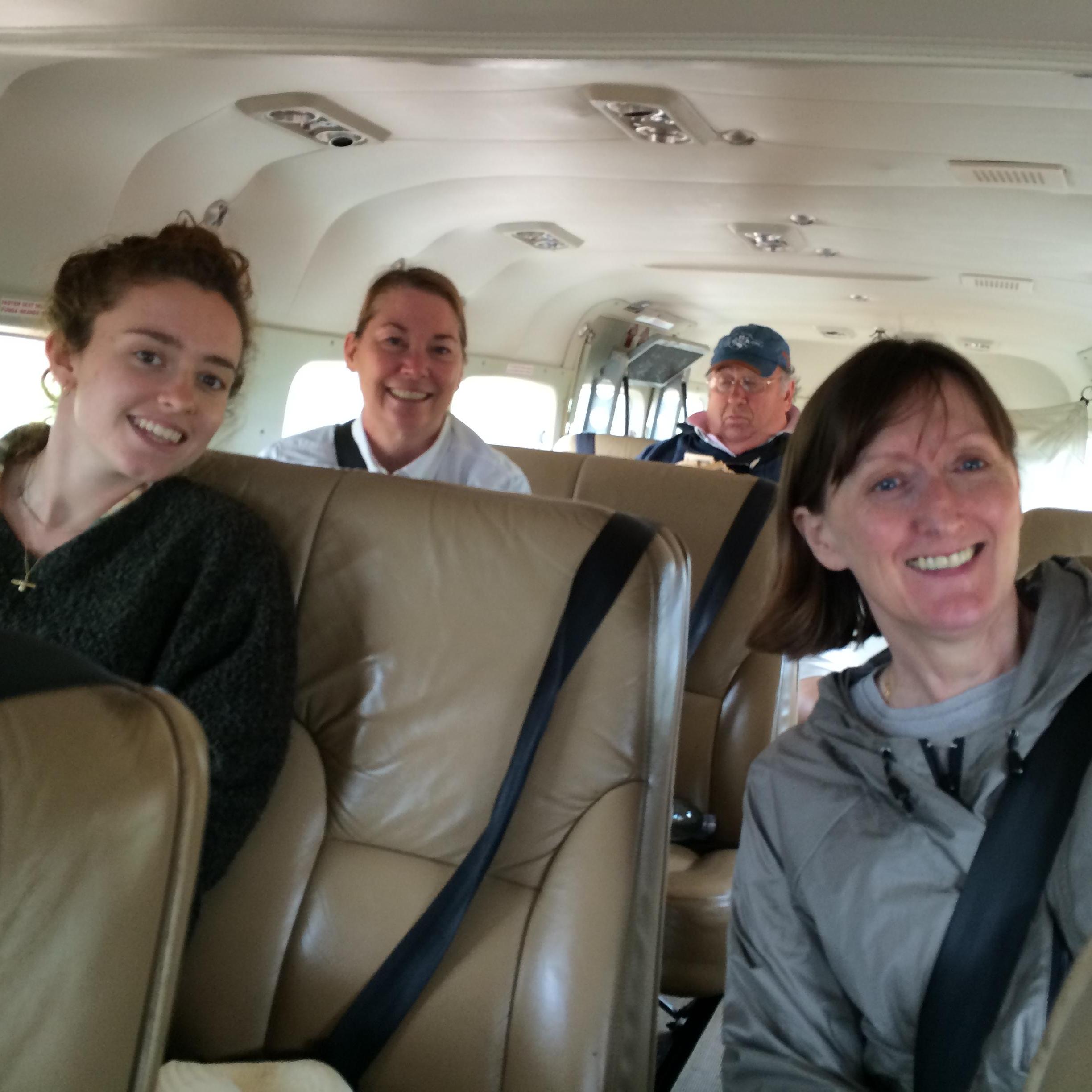 Josie & Juliet Hills, Kathy & Rick Castle flying up to Northern Uganda in April 2016