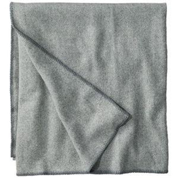 Washable Wool Blanket, Herringbone (Gray/Cream, King Size)