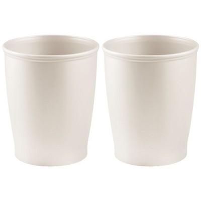 mDesign Modern Plastic Round Small Trash Can Wastebasket, 2 Pack