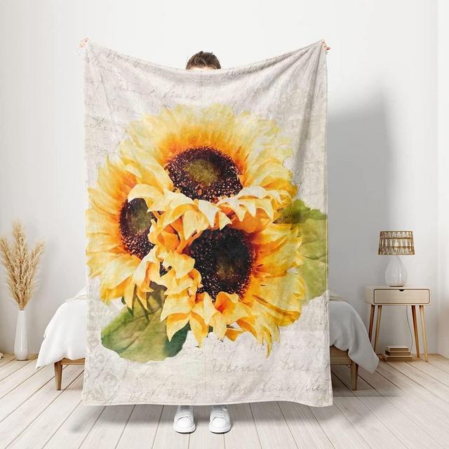 Sunflower Blanket - 80 X 60'' Soft Sunflower Throw Blankets - Fleece Plush Sunflower Blankets for Women - Sunflower Blanket Throw - Sunflower Gifts