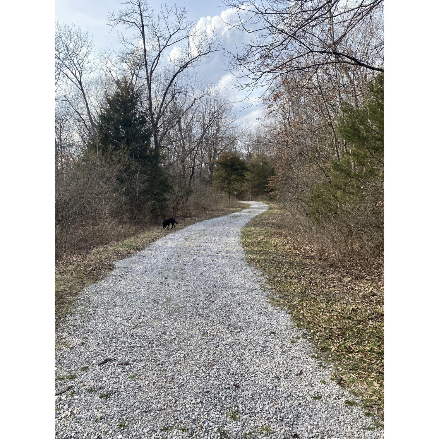 Follow the main gravel road, straight ahead