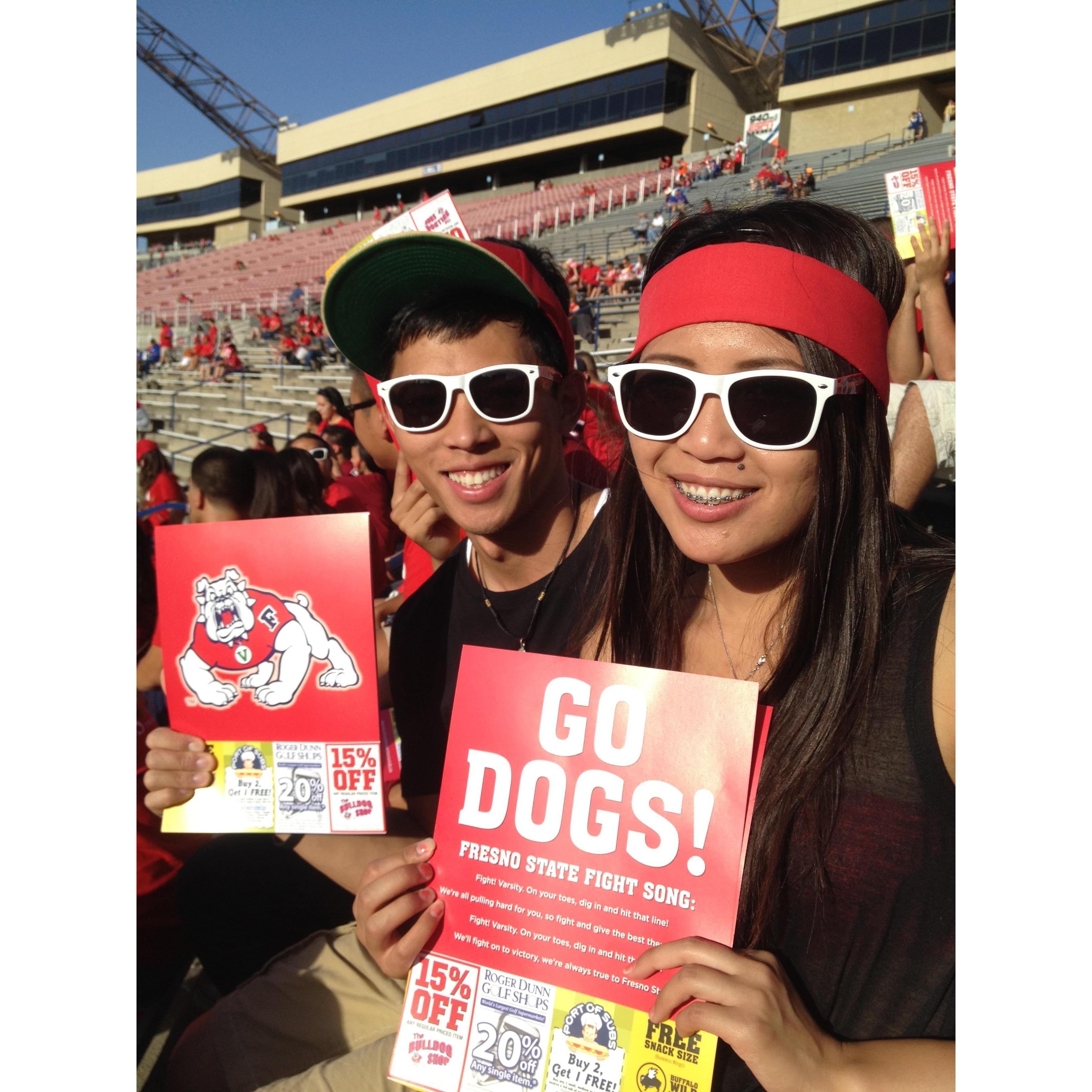 Our first Fresno State Football Game together in 2013.