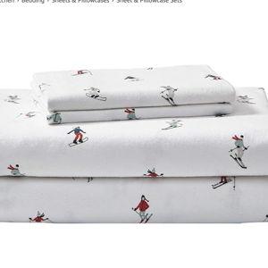 Eddie Bauer - Flannel Sheets King Size, Anti-Pilling & Wrinkle Resistant Cotton, Touchably Soft for All-Season Comfort - Bed Sheets with Matching Pillowcases & Fitted Sheet (Ski Slope)