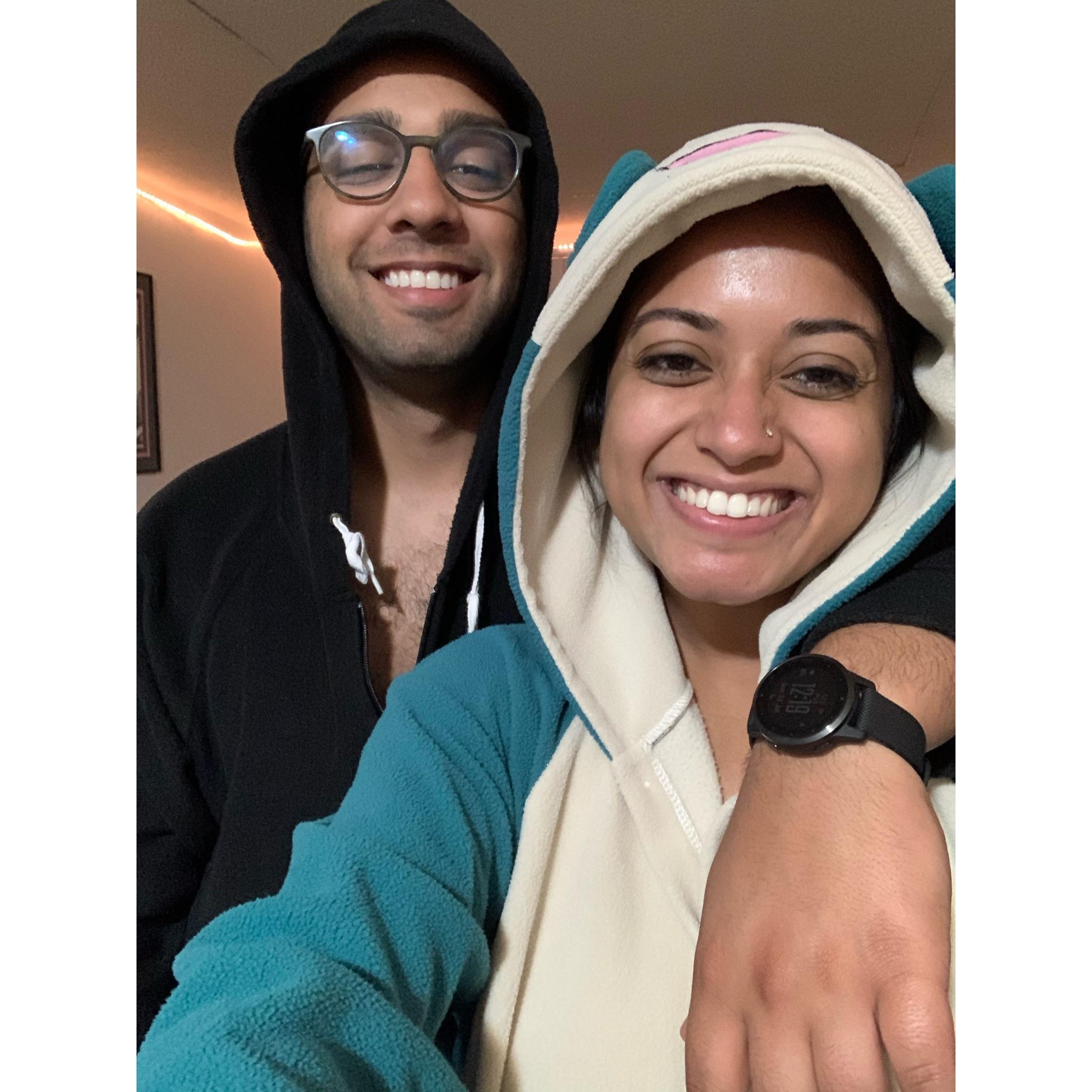 Getting ready for fall in our onesies! October 2020.