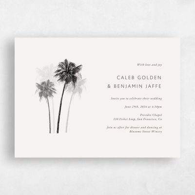 Light Butter, White Wedding Invitation - Anacostia Landscape