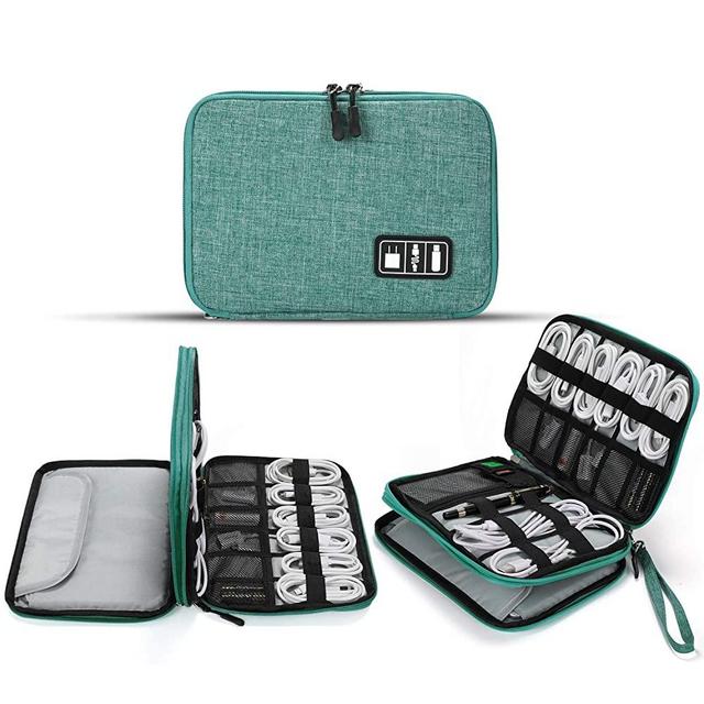 Electronics Organizer, Jelly Comb Electronic Accessories Cable Organizer Bag Waterproof Travel Cable Storage Bag for Charging Cable, Cellphone, Mini Tablet (7.9'') and More (Leaf Green)