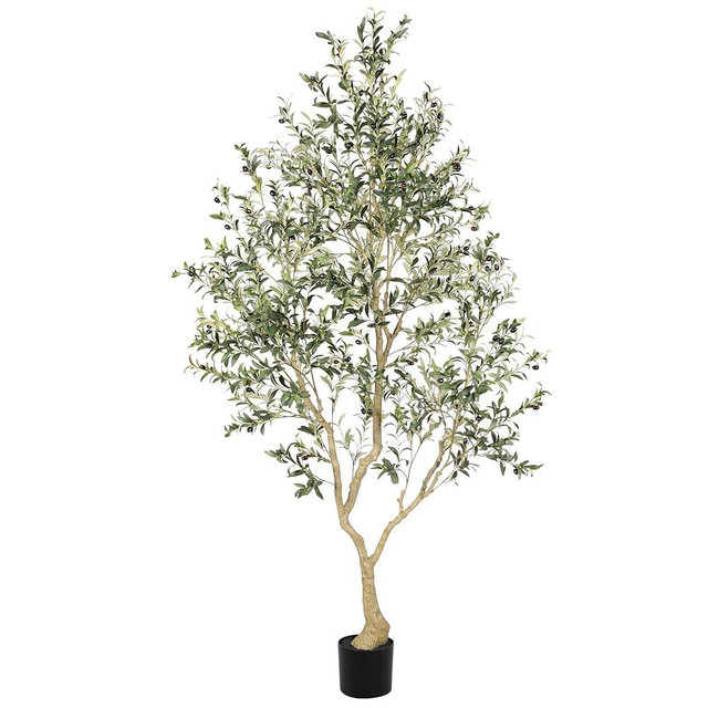 LYERSE 8ft Faux Olive Tree - Olive Trees Artificial Indoor with Large Olive Branches and Lifelike Olive - Artificial Olive Tree for Home Office House Living Room Decor