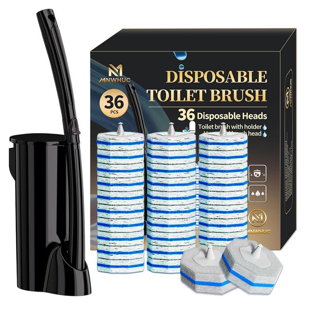 Disposable Toilet Bowl Brush with 36 Toilet Wand Refills Pads Replacement Heads, Toilet Cleaning Stick,Toilet Bowl Cleaner Wands Holder and Set, Toilet Cleaning System Starter Kit