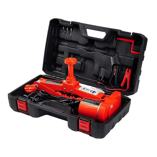 Mautyke Electric Car Jack Kit 3Ton 12V Auto Scissor Car Jack Lift Portable Air Floor Jack All-in-one Automatic Sedan SUV Car Repair Tool for Tire Change and Road Emergencies Red