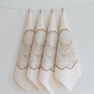 Cloth Napkins - Organic Cotton - Tree Ring Print - Set of 4 - Eco Friendly Dinner Napkins - Woodland Decor - Screen Printed