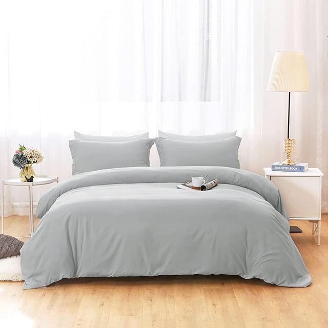 Duvet Covers King Size - Ultra Soft and Breathable Bedding King Comforter Cover Set Washed Microfiber 3 Pieces with Zipper Closure Duvet Cover and 2 Pillow Shams(Light Cyan)