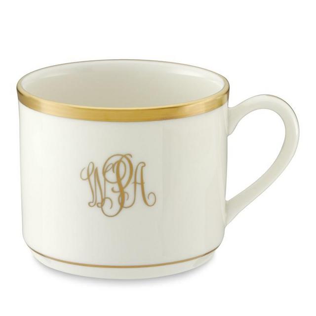 Monogrammed Pickard Signature Can Tea Cup, Gold