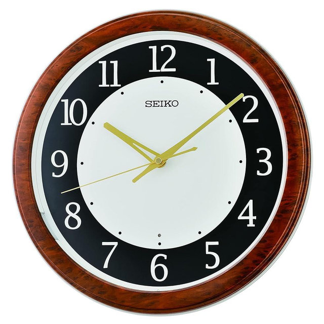Seiko Hi/Lo Luminous Wall Clock, Brown and Black