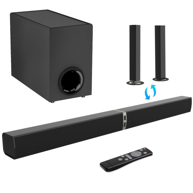 MOVSSOU 120W 5.0 Bluetooth Sound bar with Subwoofer Wireless Soundbar for Smart TV 32inch Split 2 in 1 Detachable TV Sound Bar