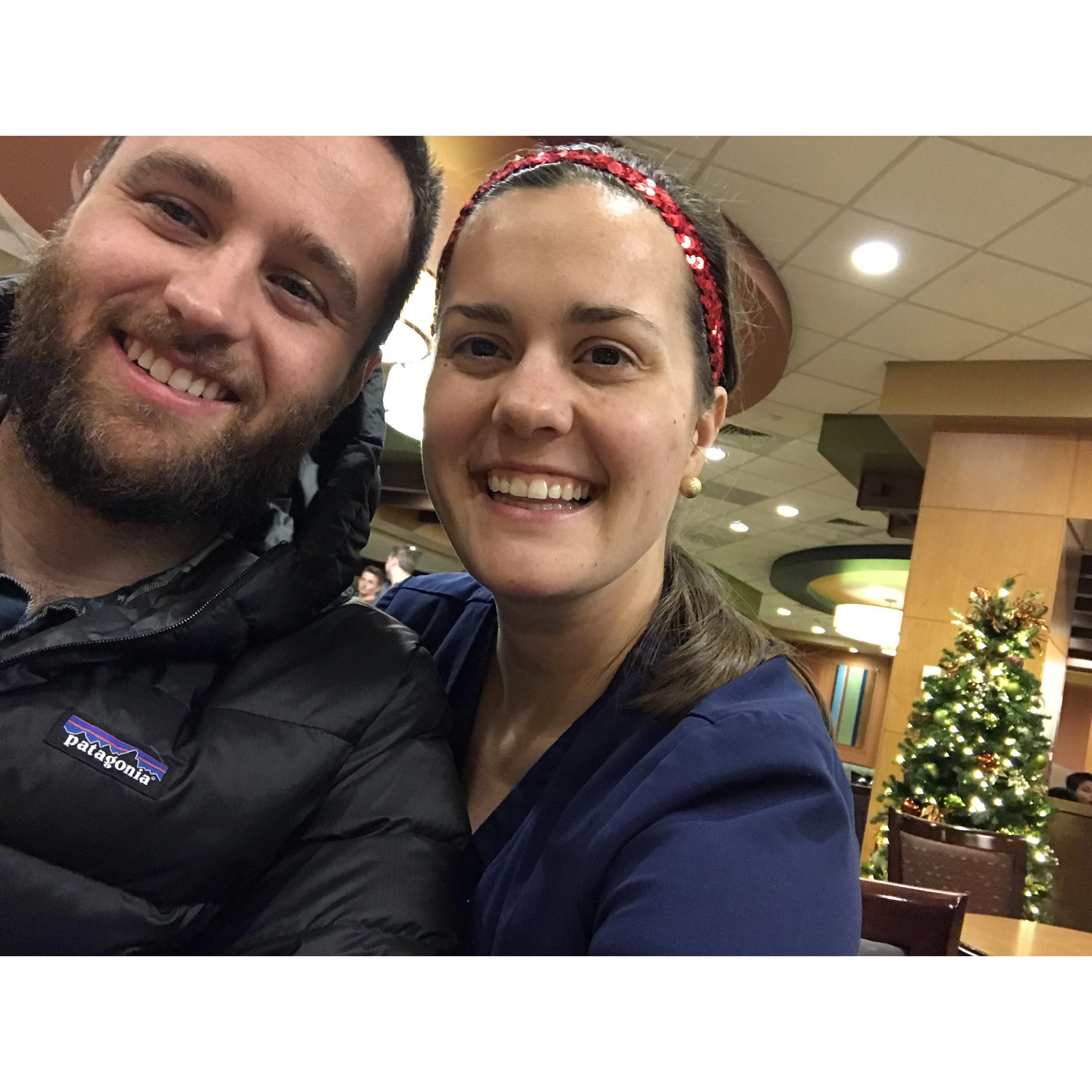 Curt is the best! He came to have Christmas dinner with me at the hospital since I was on duty Christmas Day.