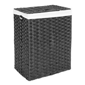 Handwoven Lidded Laundry Hamper - Black