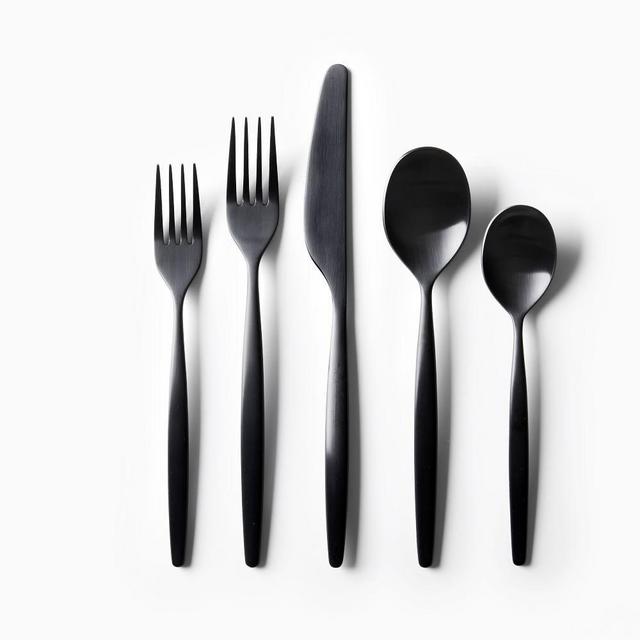 Sidney Flatware, 20-Piece, Black Satin