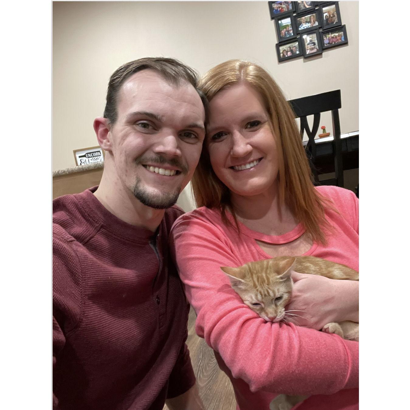 Family photo with our fur baby, Luna