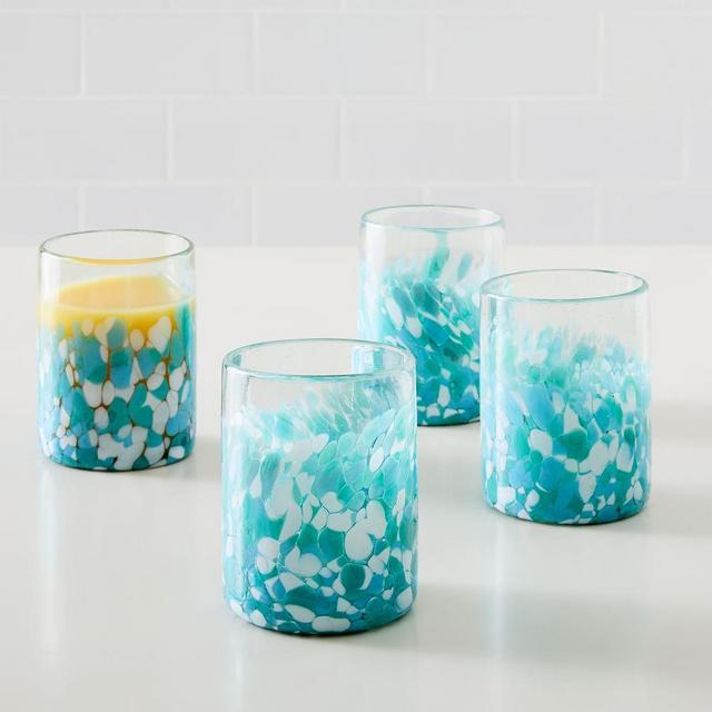 Confetti Glassware, Blue, Double Old Fashioned, Set of 4