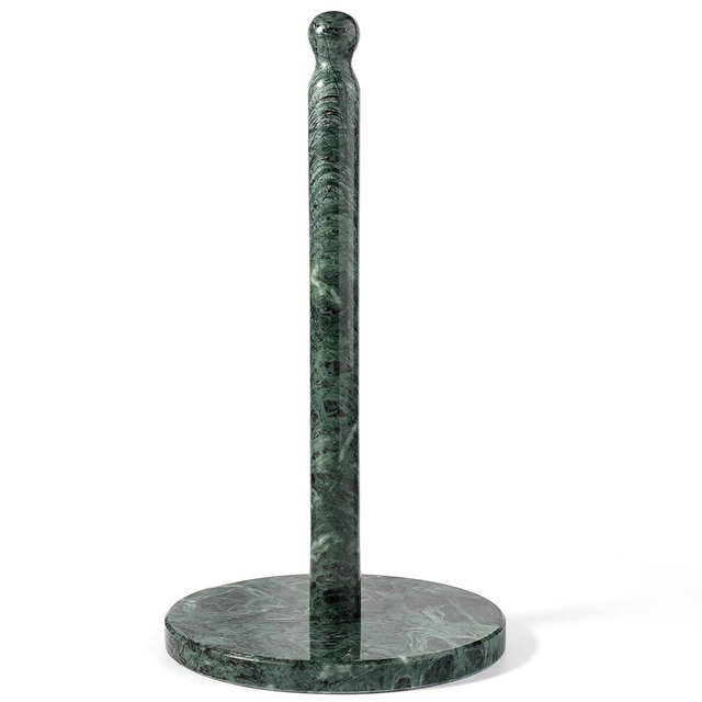 Koville Italian Natural Marble Paper Towel Holder Countertop, Genuine Stone Paper Towel Holder Stand for Kitchen Storage, for Standard or Jumbo-Sized Rolls(Alpi Green)