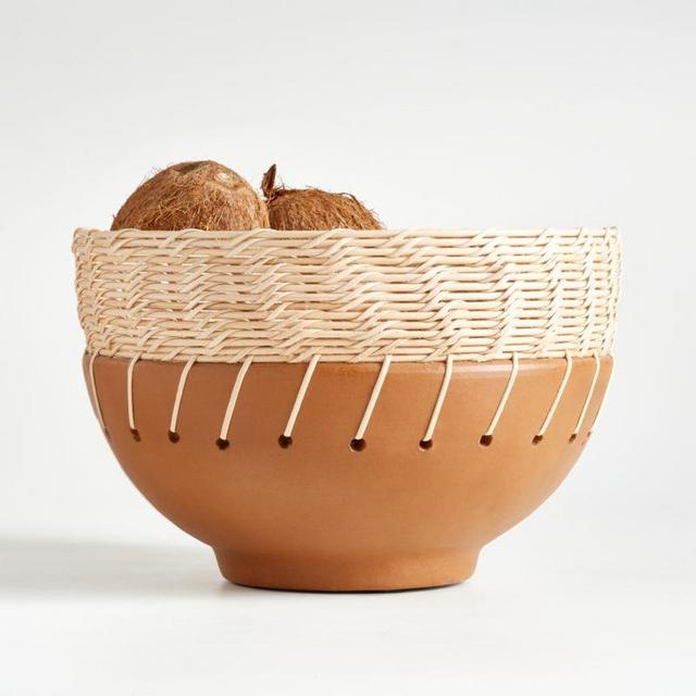 Kavir Rattan and Terracotta Bowl