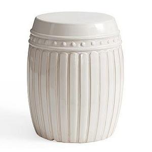 Reeded Ceramic Accent Table, White
