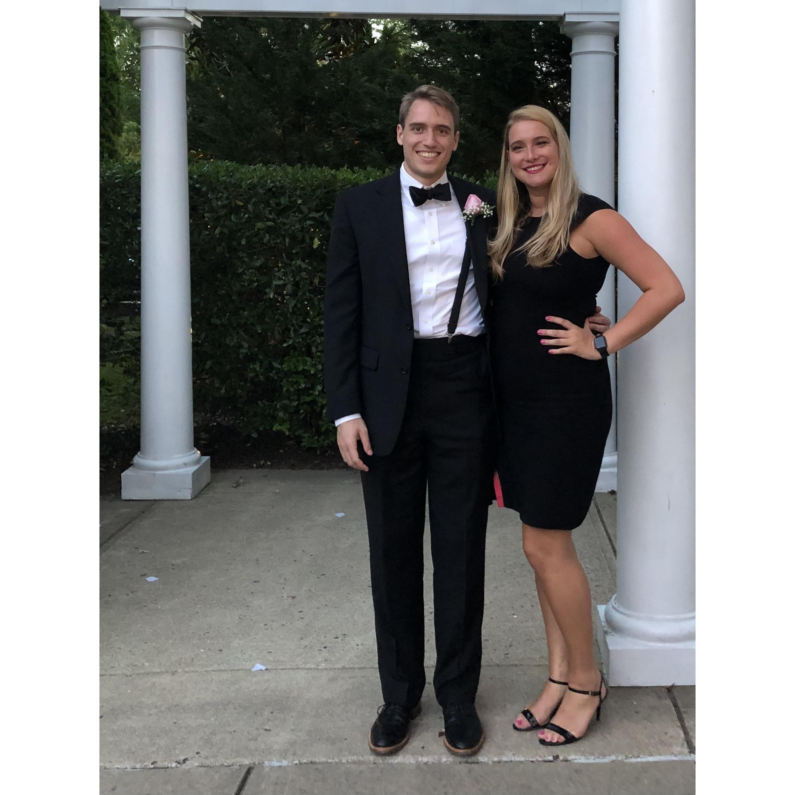 Ben and Maggie at a groomsman's wedding - June 2019