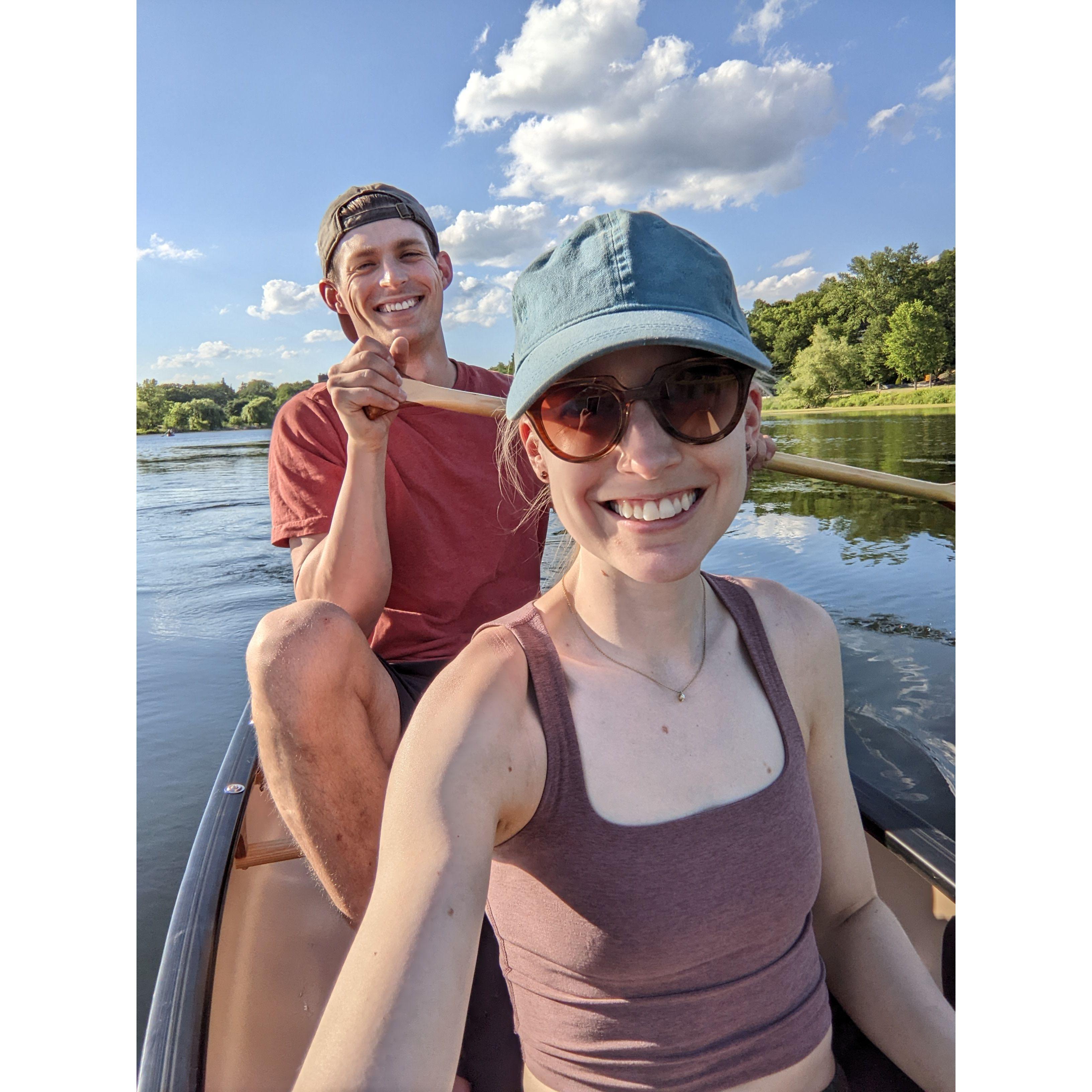 First time paddling around in Eric's canoe together on Lake of Isles