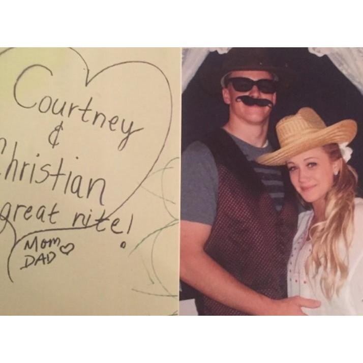 Dec 2008: Their senior year, Christian caught Courtney staring at him. To her surprise, he asked, "why do you keep staring at me? She told him because he was so cute, and the rest is history.