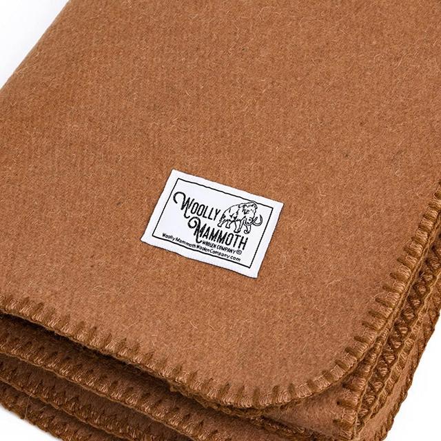 Woolly Mammoth Merino Wool Blanket - Large 66" x 90", 4LBS Camp Blanket | Throw for The Cabin, Cold Weather, Emergency, Dog Camping Gear, Hiking, Survival, Army, Outside, Outdoors – Tan