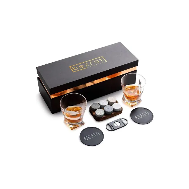 Cigar Glass Gift Set Round Stones