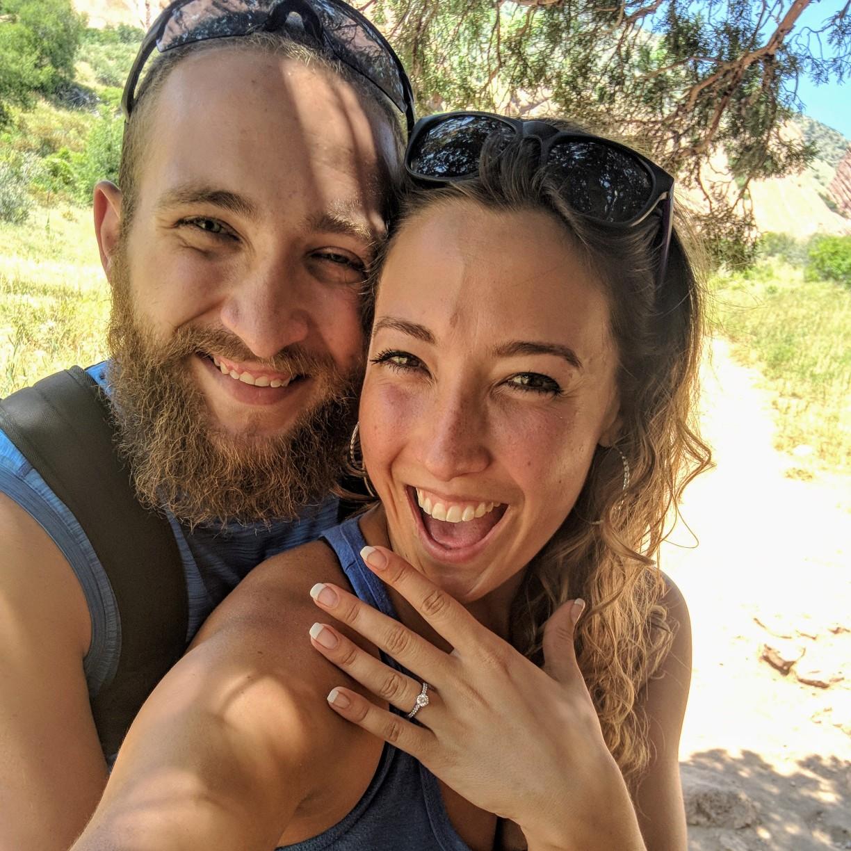 Engaged at the Red Rocks Amphitheater in Denver, Colorado.