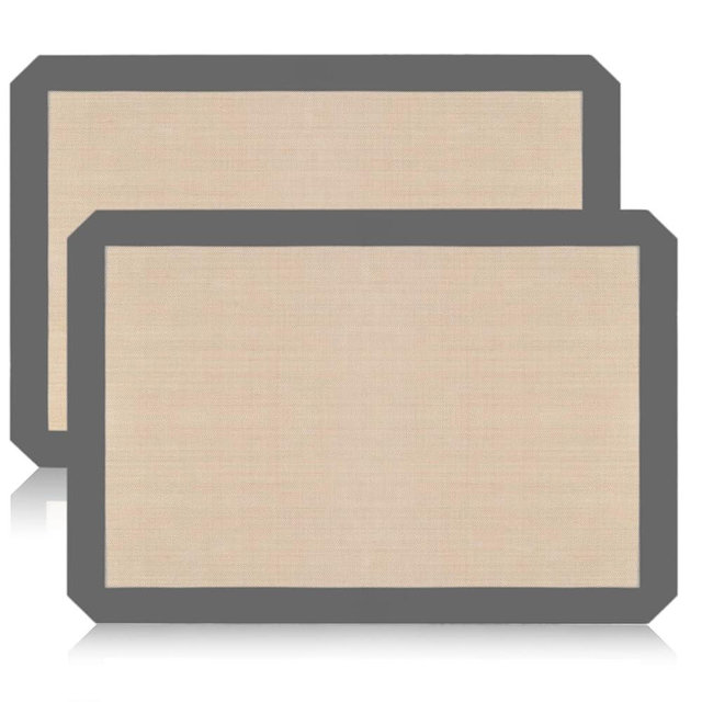 Luckyiren Silicone Baking Mat Set, Non-Stick Reusable Food-Grade Oven Liners, Half Sheet Size 16.54 x 11.62 Inch, Grey, 2 Pack